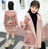 Girls deer suede jacket plus velvet thickening foreign air princess autumn and winter clothing