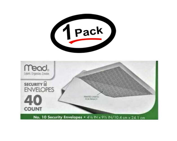 1 Pack of NEW Mead #10 Security Envelopes, 40 Count 75214