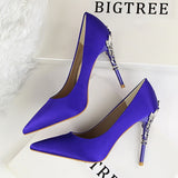 Gonice high quality New European&British Style Cheap Brand Women's Pointed toe Sexy carved with metal heel Stiletto Heels Platfo