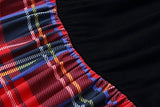 Women's Plaid Long Sleeve Empire Waist Full Length Maxi Dress with Pockets