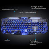 Backlit Crack Gaming  Combo 3 Color LED 114 USB Keyboard Gamer Office