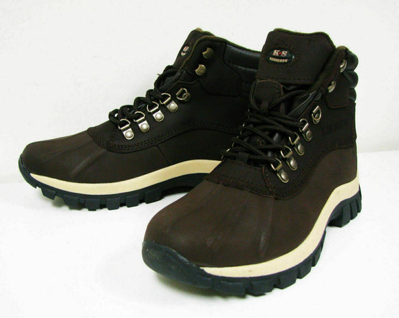 Men's Winter Boots Genuine Leather Waterproof Fleece Lined Snow Shoes