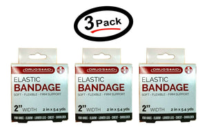 3 Pack of 2" Elastic Sports/Body Wrap (3 Pack) Self- Closure Bandages