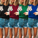 Casual Leopard Printed Patchwork Long Sleeves Knitted Pullover Cropped Sweater