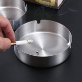 Round 4" Outdoor Metal Cigarette Ashtray Cigar Ash Tray Holder Silver (3 Pack)