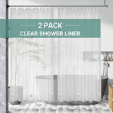 (2 Pack) PVC Vinyl Super Heavy weight Waterproof Shower Curtain Liner Clear Color