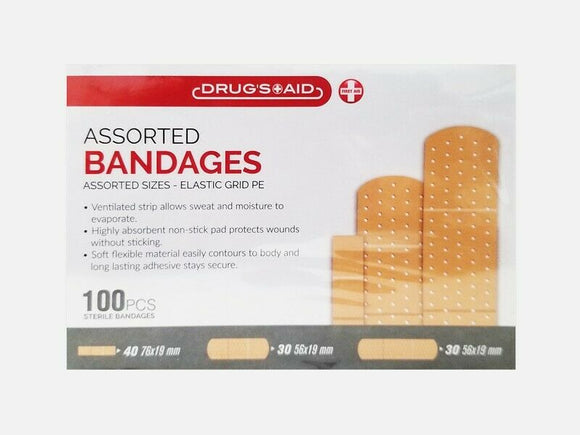 2 Elastic Grid Adhesive Bandages For Scrapes Assorted 100 ea (2 Pack)