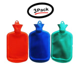 3 Pack 2000ML Hot Water Bottle Thick Rubber Bag Warmer Heat Therapy