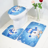 3pcs Set Christmas Snowman Toilet Seat Covers Bathroom Carpet No-Slip Rug Xmas Decor