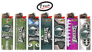 (7 Pack) Bic NFL Philadelphia Eagles Lighters Helmet & Logo Brand