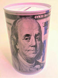 3 Ben Franklin $100 Bill Tin Coin Saver & Money Saving Piggy Bank