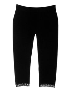 Girls Leggings (7-16 Black) Full-length with Lace & elastic waistband