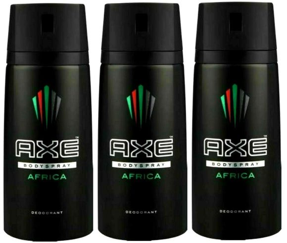 3 Axe Deodorant Bodyspray, Africa FOR MEN 150ml 5.07oz