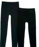 Girls Leggings (7-16 Black) Full-length with Lace & elastic waistband