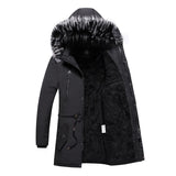 New Men Winter Long Warm Thick Jacket Coat Windproof Fur Collar Outdoor Pocket Parkas