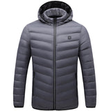 Men Winter Warm USB Heating Fleece Jackets Smart Thermostat Detachable Hooded Heated Waterproof Parkas