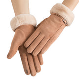 Women's Gloves Autumn Winter Cute Furry Warm Mitts Full Finger Mittens Sport Gloves