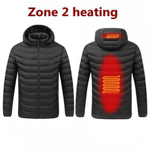 Men Winter Warm USB Heating Waterproof Jackets Smart Thermostat Hooded