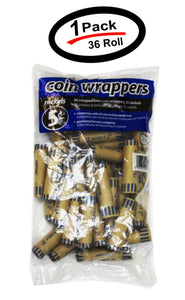 36 Rolls Preformed Coin Wrappers Tubes Nickels (1 Pack) - New