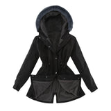 Ladies Fur Lining Coat Women Winter Warm Thick Long Jacket Hooded Overcoat