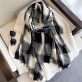 Luxury Plaid Scarf Winter Warm Cashmere Women Long Pashmina Foulard Female Scarves Lady Tassel Shawl Wraps 2022 Design New