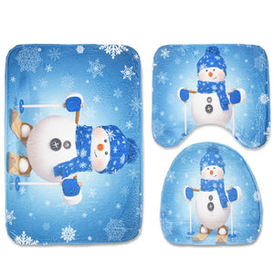 Christmas Snowman Toilet Bathroom Carpet