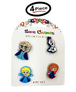 4 Pcs Disney Frozen Shoe Charms For Croc Bracelet Shoe, 2 Elsa, 1 Anna & 1 Olaf
