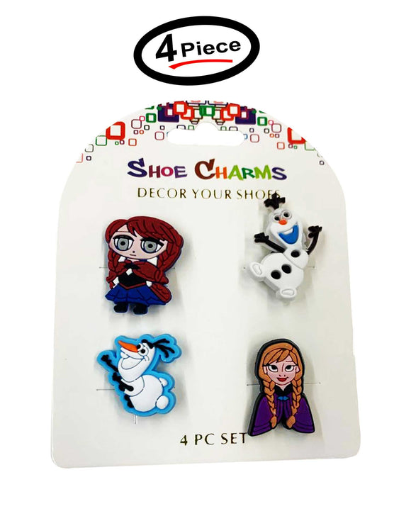 4 Pcs Disney Frozen Shoe Charms For Croc Bracelet Shoe, 2 Anna & 2 Olaf