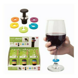 Party Stopper Bottle Stop  Wine Charm Set, Glass Markers Cork Bar Tool
