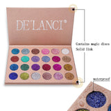 DE'LANCI Nocturne Eyeshadows Palette with Mirror - Matte + Shimmer +Glitter - Highly Pigmented and Long-Lasting Eye Shadows Powder Makeup Set, 25 Color