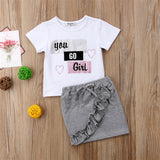Pudcoco Girl Clothes Summer Kid Cotton Tops T-shirt Short Skirts