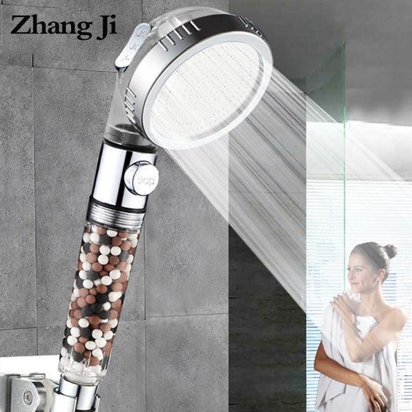Filter balls  shower head with stop button 3 Modes adjustable shower