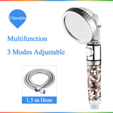 Filter balls  shower head with stop button 3 Modes adjustable shower