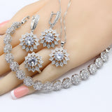Bridal Jewelry Sets For Women Necklace Pendant Earrings Rings Bracelet
