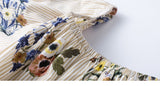 INMAN Summer Elegant Slash Collar Half Sleeve Mid Calf Floral Dress