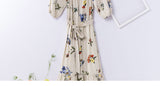 INMAN Summer Elegant Slash Collar Half Sleeve Mid Calf Floral Dress