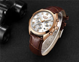 Mens Luxury Waterproof 24 Hour Date Quartz Leather Sport Wrist Watch