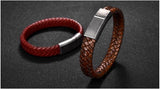Jewelry Black/Brown Braided Leather Bracelet Stainless Steel
