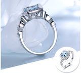 Real S925 Sterling Silver Rings for Women Blue Topaz Ring Gemstone