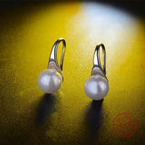 Big Clear Pearl Earrings  Simple Round White Pearl Earrings For Women