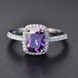 PANSYSEN Charms 7x9MM Purple Natural Amethyst Rings For Women