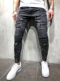 Men Ripped Dot Printed Skinny Jeans