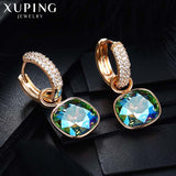 Jewelry Exquisite Crystals from Swarovski Gold Color Plated Earrings for Women