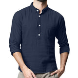 Men's Linen Solid Multi-Pocket Short Sleeve hawaiian shirt