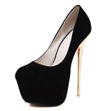 Aneikeh Sexy Pumps Women Fetish Shoes High Heel Stripper Flock Pumps 16 cm Zapatos Mujer