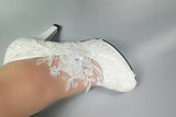 BaoYaFang White Flower Pumps womens Bride High heels platform shoes