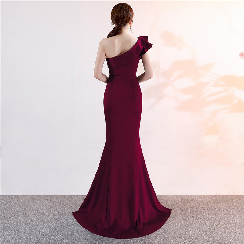 One-shoulder Sleeveless Floor-length long Party Gowns