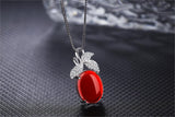 Fashion Stone Pendant Crystal Leaf Design 925 stamp silver Color Quality Jewelry