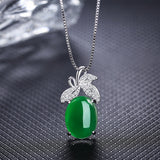 Fashion Stone Pendant Crystal Leaf Design 925 stamp silver Color Quality Jewelry