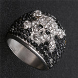 Rings for Men Stainless Steel Black and White Birthstone Ring